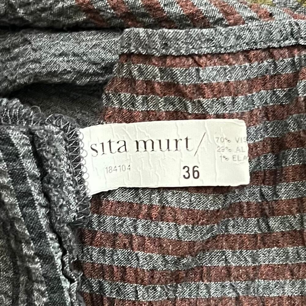 Sita Murt Striped Crepe Midi Dress Lightweight Comfy Cross Back BOHO Size Small - Picture 11 of 11